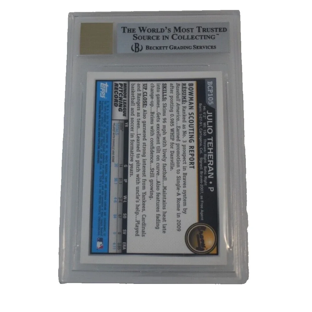 2010 Bowman Chrome Prospects Refractor Julio Teheran #BCP105 BGS 9 Autograph 10